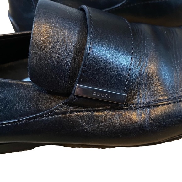 Gucci Rubber Soled Black Leather Driving Loafers 7 1/2 Vintage Unisex - Picture 6 of 12